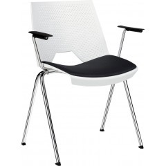 Plastová jednací židle DESIGNE 24 s čalouněným sedákem- nosnost 120 kg