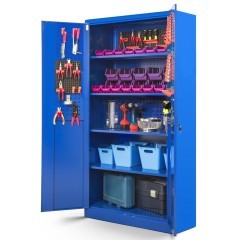 JAN NOWAK - Kovová skříň na nářadí RUNO - modrá -  rozměr 185x92 cm - zámek 
