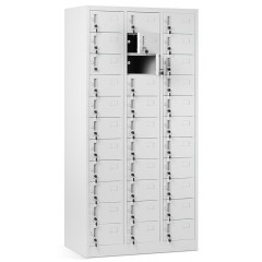 JAN NOWAK - Kovová skříň s úložnými boxy LIVER BHP 33 dveří  -šedá - rozměr 185x90 cm 