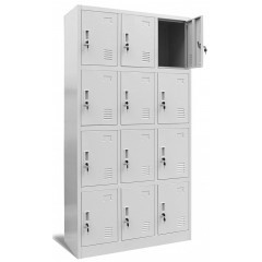 JAN NOWAK - Kovová skříň s úložnými boxy MARC BHP 12 dveří  -šedá - rozměr 185x90 cm 