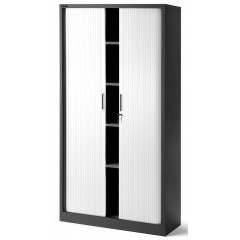 JAN NOWAK - Kovová policová skříň se zámkem  a posuvnými dveřmi MIA  - antracit/bílá  - rozměr 185x90 cm 