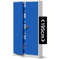 Kovová policová skříň se zámkem  JANH eco - šedá/modrá  - rozměr 195x90 cm 