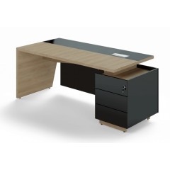 Kancelářský psací stůl TRIVEX s kontejnerem -  200x90 cm - dub pískový/černá - pravý