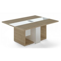 Jednací stůl TRIVEX -  180x140 cm - dub pískový/bílá 