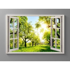 Obraz zelená alej za okny - výběr velikostí