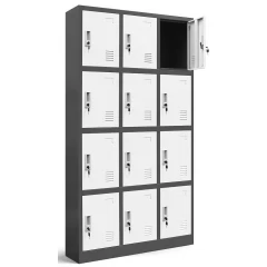 JAN NOWAK - Kovová skříň s úložnými boxy MARC BHP 12 dveří  -antracit/bílá - rozměr 185x90 cm 