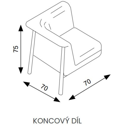 Modulární prvek UNYOkoncový díl - oblouk vnější -  nosnost 120 kg