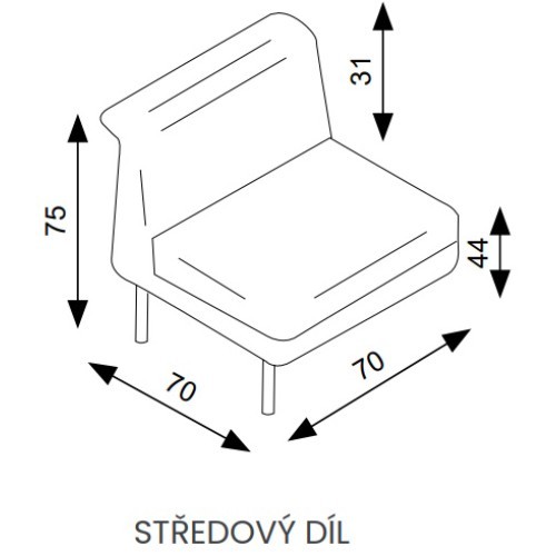 Modulární prvek UNYO - středový díl -  nosnost 120 kg