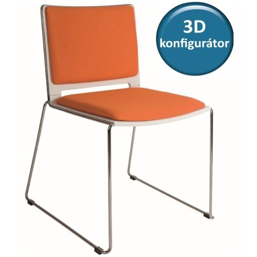 Plastová jednací židle EMPIRE 50- čalouněný sedák a opěrák - nosnost 130 kg 