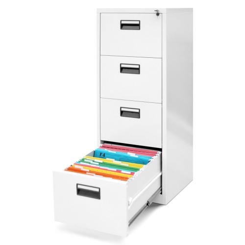 JAN NOWAK - Kovová kartotéka ARA  V4 -  4 zásuvky - výška 132 cm - bílá