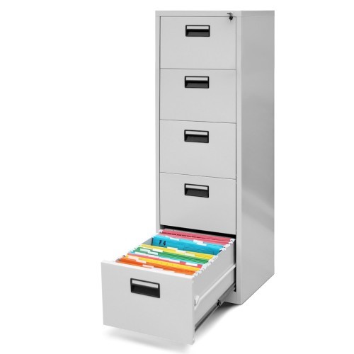 JAN NOWAK - Kovová kartotéka ARA  V5 - 5 zásuvek - výška 163 cm - šedá