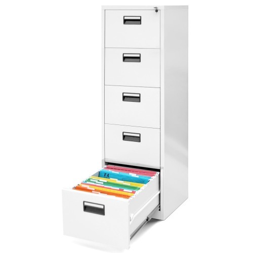 JAN NOWAK - Kovová kartotéka ARA  V5 - 5 zásuvek - výška 163 cm - bílá/dub sonoma