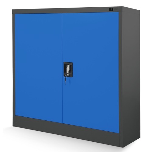 JAN NOWAK - Kovová policová skříň se zámkem  BETA eco - antracit/modrá - rozměr 93x90 cm 