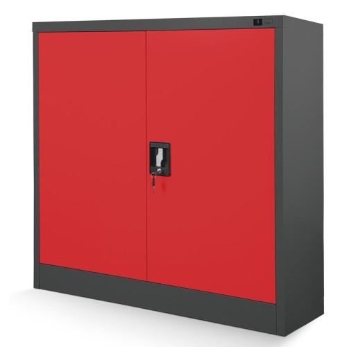 JAN NOWAK - Kovová policová skříň se zámkem  BETA eco - antracit/červená - rozměr 93x90 cm 