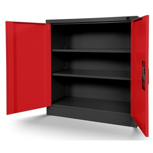 JAN NOWAK - Kovová policová skříň se zámkem  BETA eco - antracit/červená - rozměr 93x90 cm 