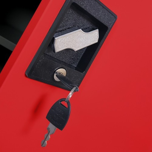 JAN NOWAK - Kovová policová skříň se zámkem  BETA eco - antracit/červená - rozměr 93x90 cm 