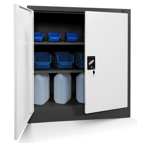 JAN NOWAK - Kovová policová skříň se zámkem  BETA eco - antracit/bílá - rozměr 93x90 cm 