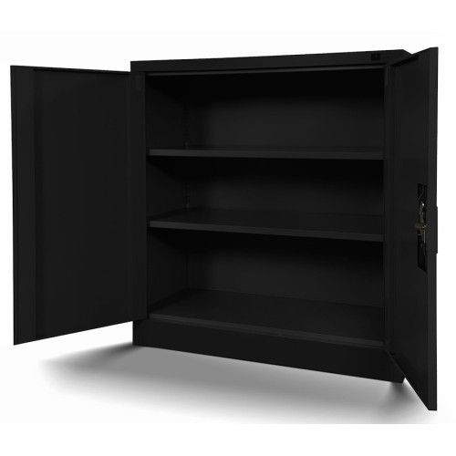 JAN NOWAK - Kovová policová skříň se zámkem  BETA eco - černá - rozměr 93x90 cm 