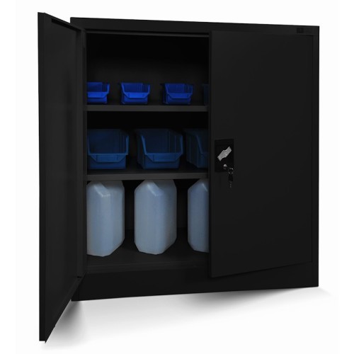 JAN NOWAK - Kovová policová skříň se zámkem  BETA eco - černá - rozměr 93x90 cm 