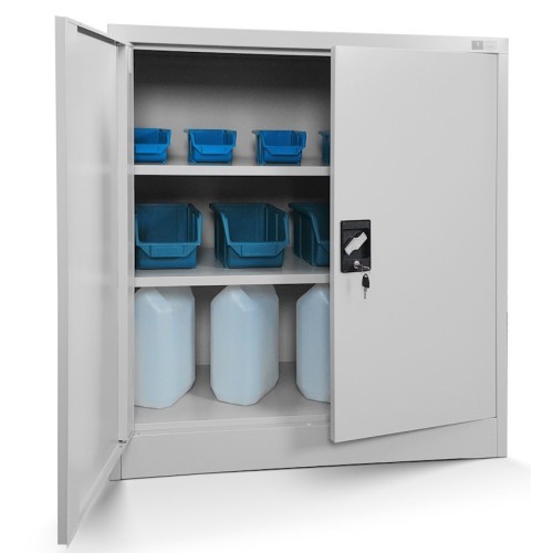 JAN NOWAK - Kovová policová skříň se zámkem  BETA eco - šedá - rozměr 93x90 cm 