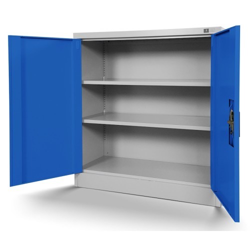 JAN NOWAK - Kovová policová skříň se zámkem  BETA eco - šedá/modrá - rozměr 93x90 cm 