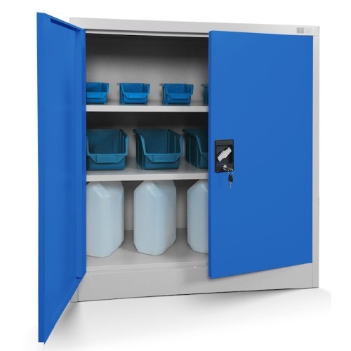 JAN NOWAK - Kovová policová skříň se zámkem  BETA eco - šedá/modrá - rozměr 93x90 cm 