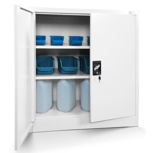 JAN NOWAK - Kovová policová skříň se zámkem  BETA eco - bílá - rozměr 93x90 cm 