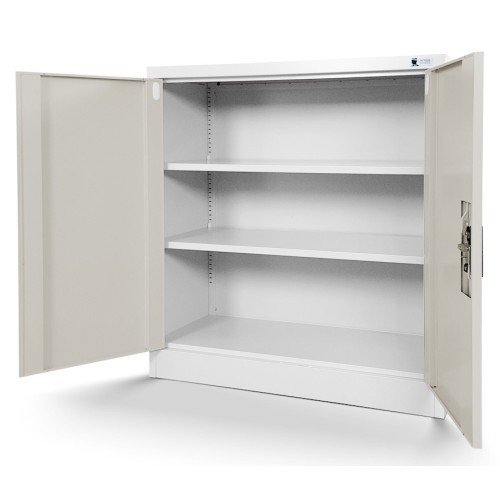 JAN NOWAK - Kovová policová skříň se zámkem  BETA eco - bílá/dub sonoma - rozměr 93x90 cm 
