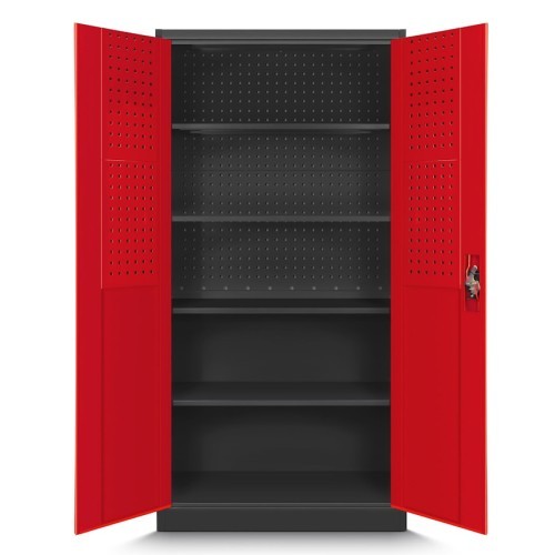 JAN NOWAK - Kovová skříň na nářadí RUNO - červená -  rozměr 185x92 cm - zámek 