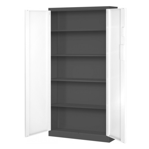 JAN NOWAK - Kovová policová skříň s elektronickým zámkem  DANY - antracit/bílá - rozměr 185x90 cm 