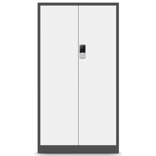 JAN NOWAK - Kovová policová skříň s elektronickým zámkem  DANY - antracit/bílá - rozměr 185x90 cm 