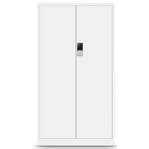 JAN NOWAK - Kovová policová skříň s elektronickým zámkem  DANY - bílá - rozměr 185x90 cm 