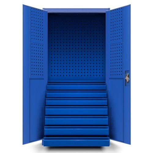 JAN NOWAK - Kovová skříň na nářadí AREK - blue -  rozměr 185x92 cm - zámek 