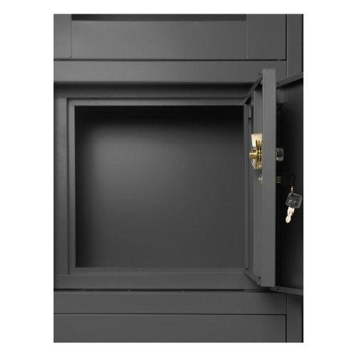 JAN NOWAK - Kovová policová skříň s trezorem  PILIP  - antracit  - rozměr 185x90 cm 