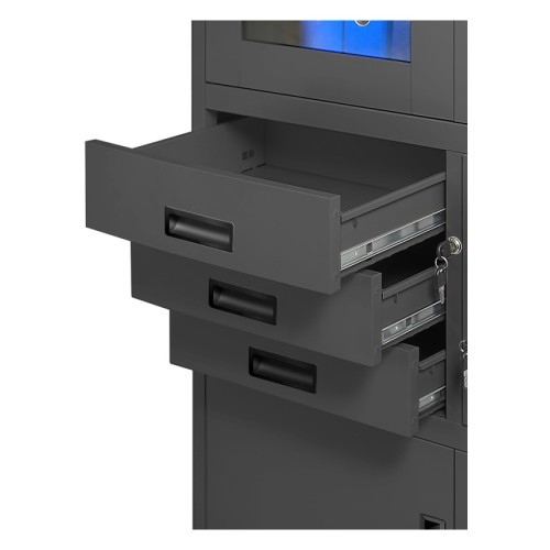 JAN NOWAK - Kovová policová skříň s trezorem  PILIP  - antracit  - rozměr 185x90 cm 