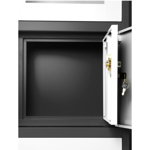 JAN NOWAK - Kovová policová skříň s trezorem  PILIP  - antracit / bílá - rozměr 185x90 cm 