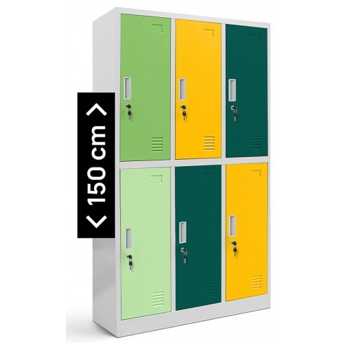 JAN NOWAK - Kovová šatní skříň IGORKA BHP 6 dveří  - vícebarevná - rozměr 150x90 cm 