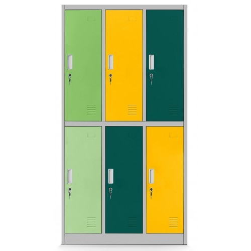 JAN NOWAK - Kovová šatní skříň IGORKA BHP 6 dveří  - vícebarevná - rozměr 150x90 cm 
