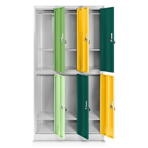 JAN NOWAK - Kovová šatní skříň IGORKA BHP 6 dveří  - vícebarevná - rozměr 150x90 cm 