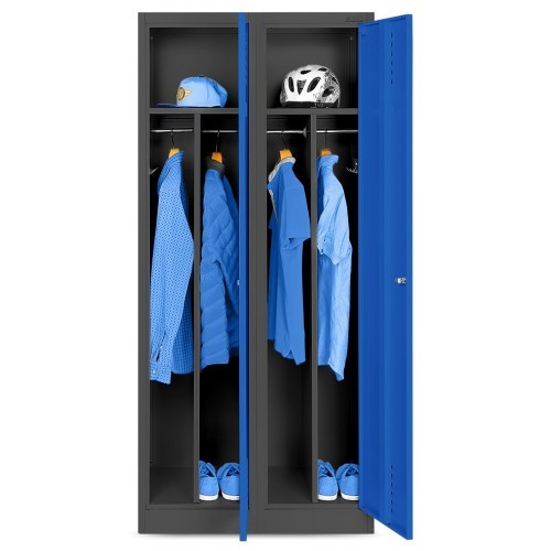 JAN NOWAK - Kovová šatní skříň KASPER 4  BHP - antracit/modrá -  rozměr 180x80 cm 