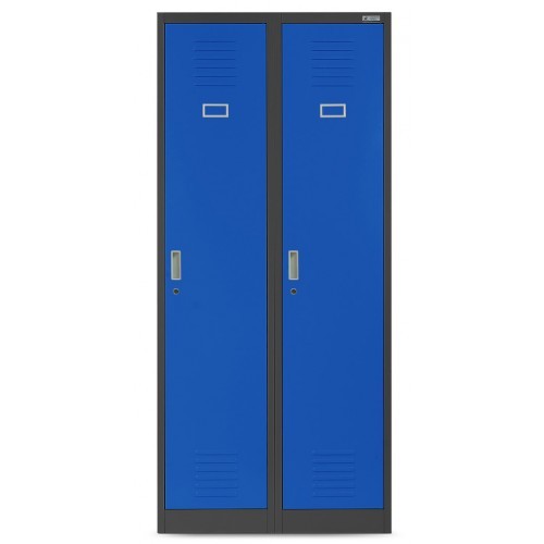 JAN NOWAK - Kovová šatní skříň KASPER 4  BHP - antracit/modrá -  rozměr 180x80 cm 
