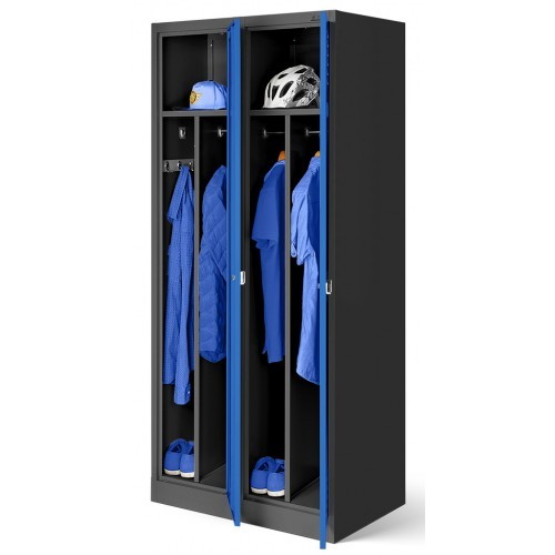 JAN NOWAK - Kovová šatní skříň KASPER 4  BHP - antracit/modrá -  rozměr 180x80 cm 