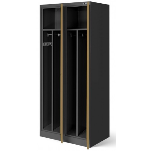 JAN NOWAK - Kovová šatní skříň KASPER 4  BHP - antracit/ořech -  rozměr 180x80 cm 