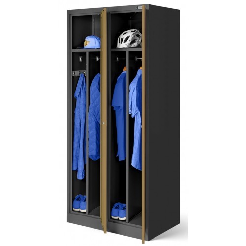 JAN NOWAK - Kovová šatní skříň KASPER 4  BHP - antracit/ořech -  rozměr 180x80 cm 