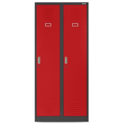 JAN NOWAK - Kovová šatní skříň KASPER 4  BHP - antracit/červená -  rozměr 180x80 cm 