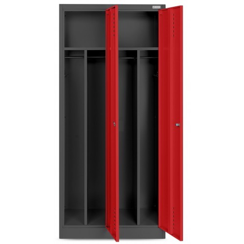 JAN NOWAK - Kovová šatní skříň KASPER 4  BHP - antracit/červená -  rozměr 180x80 cm 