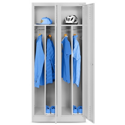 JAN NOWAK - Kovová šatní skříň KASPER 4  BHP - šedá -  rozměr 180x80 cm 