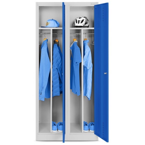 JAN NOWAK - Kovová šatní skříň KASPER 4  BHP - šedá/modrá -  rozměr 180x80 cm 
