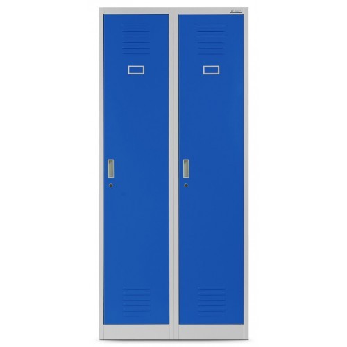 JAN NOWAK - Kovová šatní skříň KASPER 4  BHP - šedá/modrá -  rozměr 180x80 cm 
