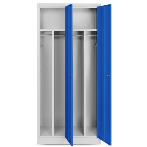 JAN NOWAK - Kovová šatní skříň KASPER 4  BHP - šedá/modrá -  rozměr 180x80 cm 
